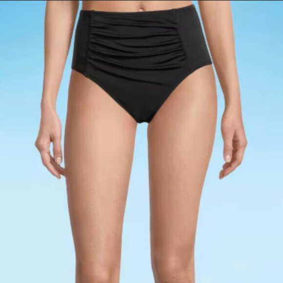NWT! Sonnet Shores Shirred Front Women's High Waist Bikini Swimsuit Bottoms Sz 8 - Picture 1 of 8